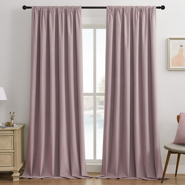 Cortinas Joydeco de Terciopelo Rosa Palo 132x305 cm 2 Paneles