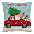 thumbnail image 2 of 4 Pack Merry Christmas Pillow Cover 18 x 18 Inch, Christmas Santa Snowman Truck Home Decor Cotton Linen Pillow Covers Cushion Case Couch, Bed, Office, 2 of 5