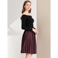 thumbnail image 4 of Allegra K Falda Mujer Midi A Rayas Con Botones Y Elástica, dos colores Negro rojo XS, 4 of 6
