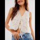 thumbnail image 4 of Chaleco con Lazo Frontal para Mujer, Camiseta Sin Mangas con Bordado Floral Y2K, Cuello en V, Top Corto, Lindas Camisetas para Salir. L, 4 of 8