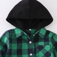 thumbnail image 5 of TOWED22 Boys Plaid Flannel Shirts Unisex Kids Long Sleeve Casual Button Down Shirt with Hood,Green,12-18 M, 5 of 8