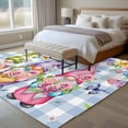 thumbnail image 4 of Spring Floral Gnomes Area Rugs 5'x7', Small Throw Rugs for Laundry Room Playroom, Watercolor Flowers Butterflies Blue Plaid Indoor Outdoor Rug Non-Slip Low Pile Carpet Runner Reversible Floor Mats, 4 of 8