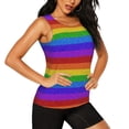 thumbnail image 2 of Fotbe Colorful Glitter Rainbow Womens Loose Fit Casual Flowy Slim-Fit Tank Tops Athletic Round Neck Trendy Sleeveless Summer Tops for Gym and Yoga-X-Large, 2 of 7