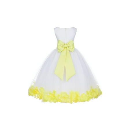 

Ekidsbridal Wedding Pageant Rose Petals White Tulle Junior Bridesmaid Toddler Dress Summer Easter Dress First Communion Girls Clothing Holiday Recital Dress Princess 302T size 14 Flower Girl Dress