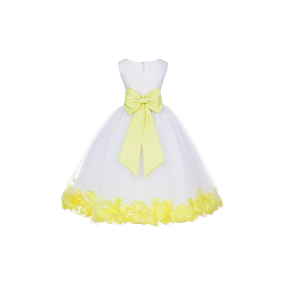 Ekidsbridal Wedding Pageant Rose Petals White Tulle Junior Bridesmaid Toddler Dress Summer Easter Dress First Communion Girls Clothing Holiday Recital Dress Princess 302T size 10 Flower Girl Dress