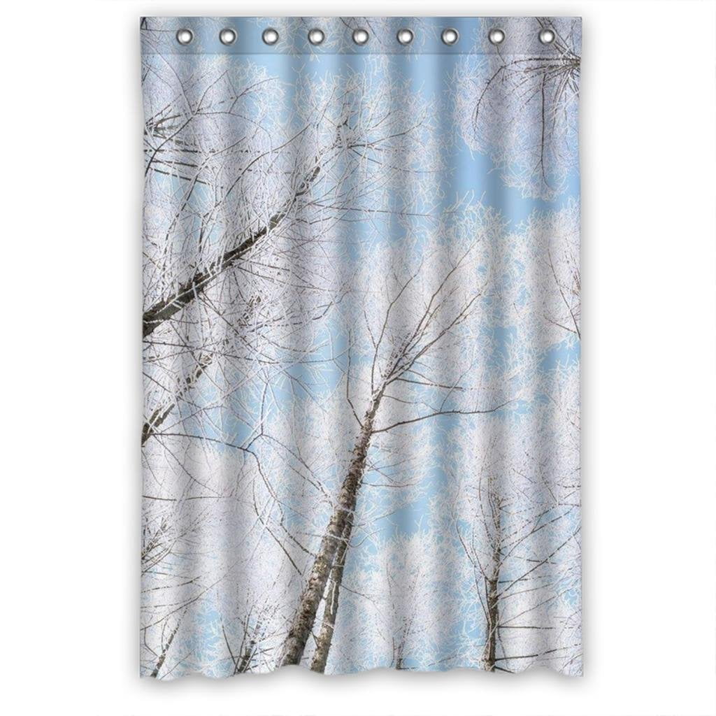 light blue and white shower curtains