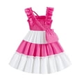 thumbnail image 5 of Tqyyweavej Girl Summer Dresses Ruffle Sleeveless Flutter Sleeve Pleated Sundress Cute Bow Toddler Girl Princess Dress with Bag 3-10T, 5 of 10