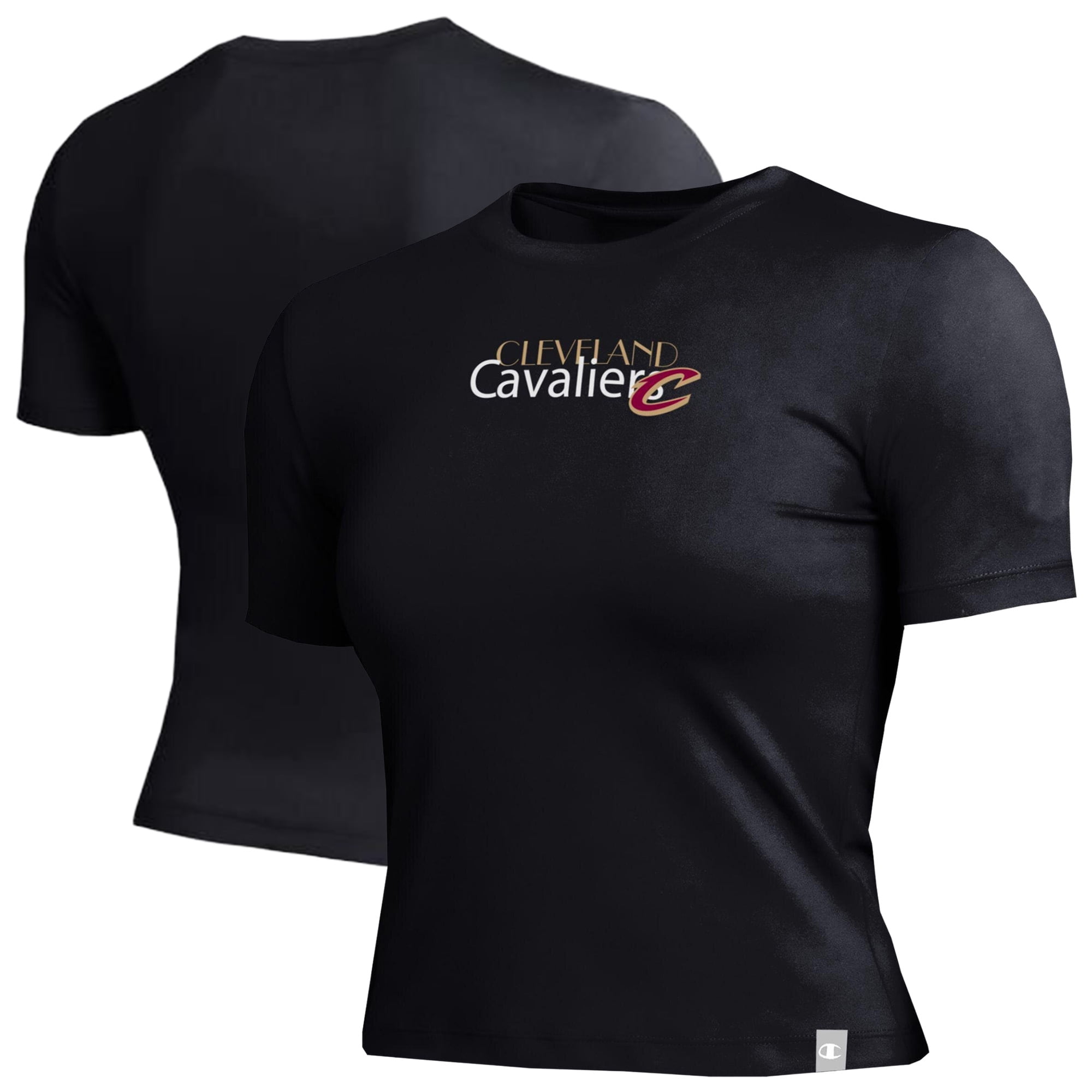 Women's Champion Black Cleveland Cavaliers Soft Touch Fitted Cropped T-Shirt