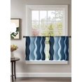 thumbnail image 2 of Sheer Curtains 45 Inch Length 2 Panels Set for Kitchen, Abstract Blue Moire Semi Sheer Curtains for Windows, Gradient Coastal Ocean Geometric Waves Voile Window Treatments Rod Pocket Curtain, 2 of 7