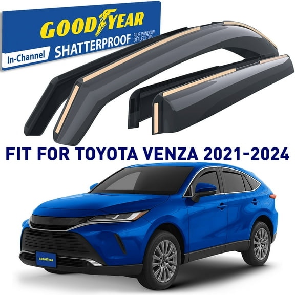 Goodyear Shatterproof in-Channel Window Deflectors for Toyota Venza 2021-2025, Rain Guards, Window Visors for Cars, Vent Deflector, Car Accessories, 4 pcs - GY008085