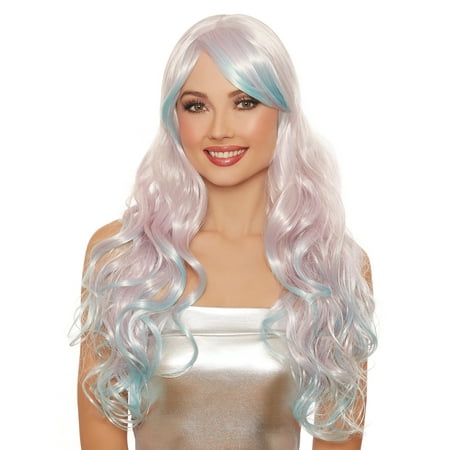 Dreamgirl Women's Long Wavy Pale Lilac/Light Blue Ombré Wig