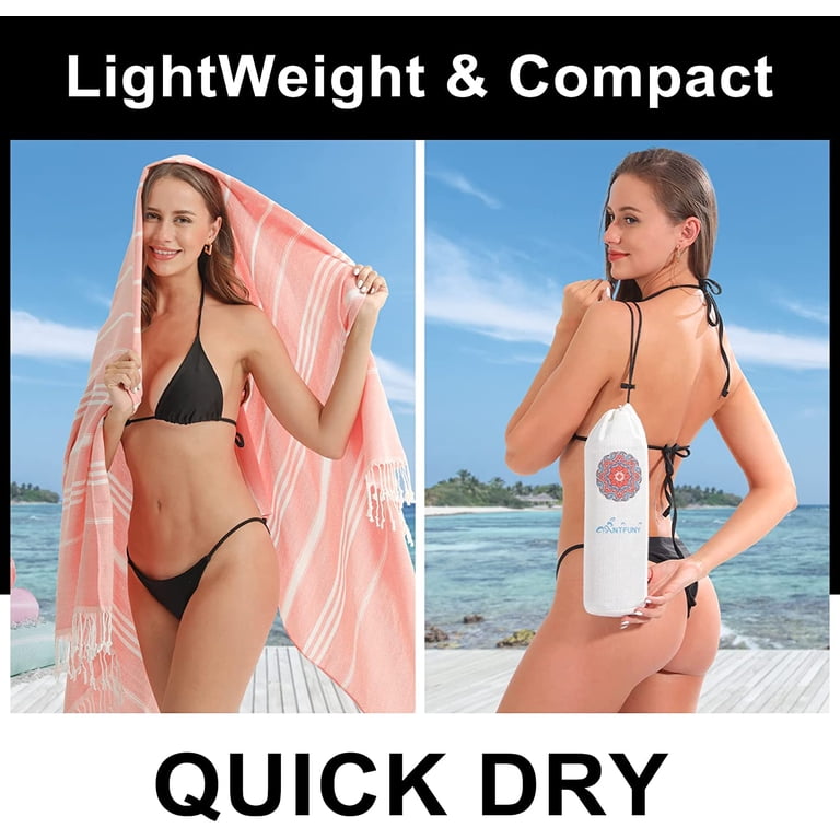 Turkish Beach Towel Quick Dry - 69"x37", Sandproof, Lightweight, For Travel, Pool, Beach