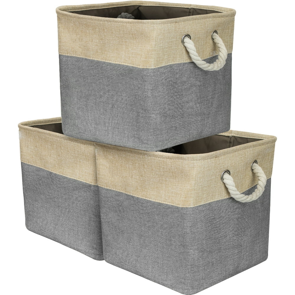 Twill Storage Basket Set (large) - 3 Pack, Grey - Walmart.com - Walmart.com