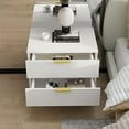 thumbnail image 6 of MOUMON Tiny Nightstand with 2 Drawers, Modern End Table Bedside Table with Gold Metal Frame Legs, for Bedroom White (19.7”W x 15.7”D x 17.9”H), 6 of 6