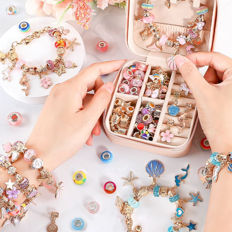 Handmade Bead DIY Kit for Kids - Girls Bracelet Making Set, Birthday Gift Jewelry Craft for Children