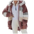 thumbnail image 4 of Abrigo holgado con capucha y bolsillo con cremallera para mujer, cálido, de felpa, estilo europeo y americano, otoño e invierno, 2023, 4 of 4