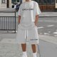 thumbnail image 1 of WILLBEST Pantalones Cortos Casuales para Hombre, Pantalones Vaqueros Desgastados para Uso Diario, Cómodos Pantalones con Pechera y Camiseta, Estilo Casual., 1 of 3