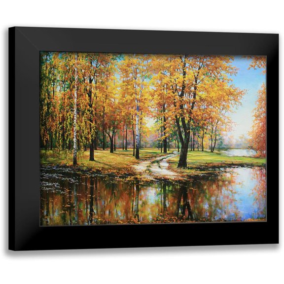 Cernov, Ivan 14x12 Black Modern Framed Museum Art Print Titled - River Turuncuk in Autumn