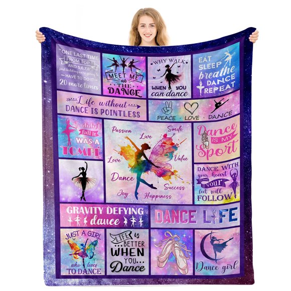 Manta PIUFAM con tema de baile 127 x 152 cm de regalo para niñas