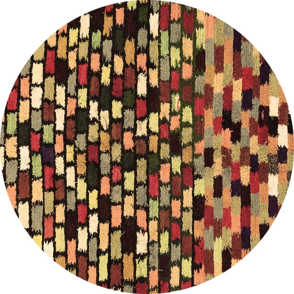 Ahgly Company Indoor Round Abstract Brown Modern Area Rugs, 6' Round