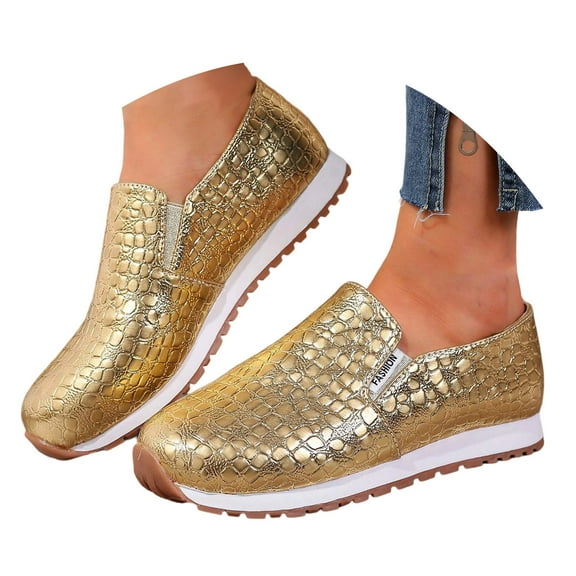 Women's Athletic Shoes for Light Gym & Fitness Classes Fashion Platform On Casual Shoes Soft Leather Comfortable Thick Sole Loafers