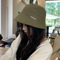 thumbnail image 6 of Casual Style Simple Pure Color Caps Autumn Winter Sun Protection Embroidered Letter Panama Hat Female Hats Women Bucket Hat Sun Hat Basin Hat BLACK, 6 of 8