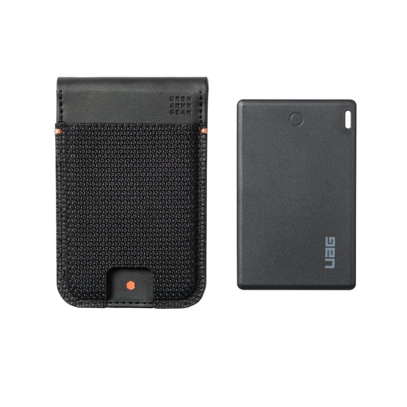 UAG Slim Wallet Kevlar Black with Tracker Card Compatible with Apple iOS & Android - 6 Cards Holder with Kickstand RFID Block Metropolis Magnetic Wallet, Rechargable Card Finder