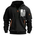thumbnail image 3 of Mens Casual Hooded Sweatshirt Jacket Multi-Pocket Vintage Print Long Sleeve Zipper Workwear Jackets (S, Black B), 3 of 3