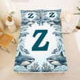 thumbnail image 5 of jejeloiu Watercolor Ocean Shark Bed Sheets,Coastal Alphabet Print Z Full Size Sheets For Boy,4-Piece,1 Flat Sheet, 1 Fitted Sheet and 2 Pillowcases, 5 of 6
