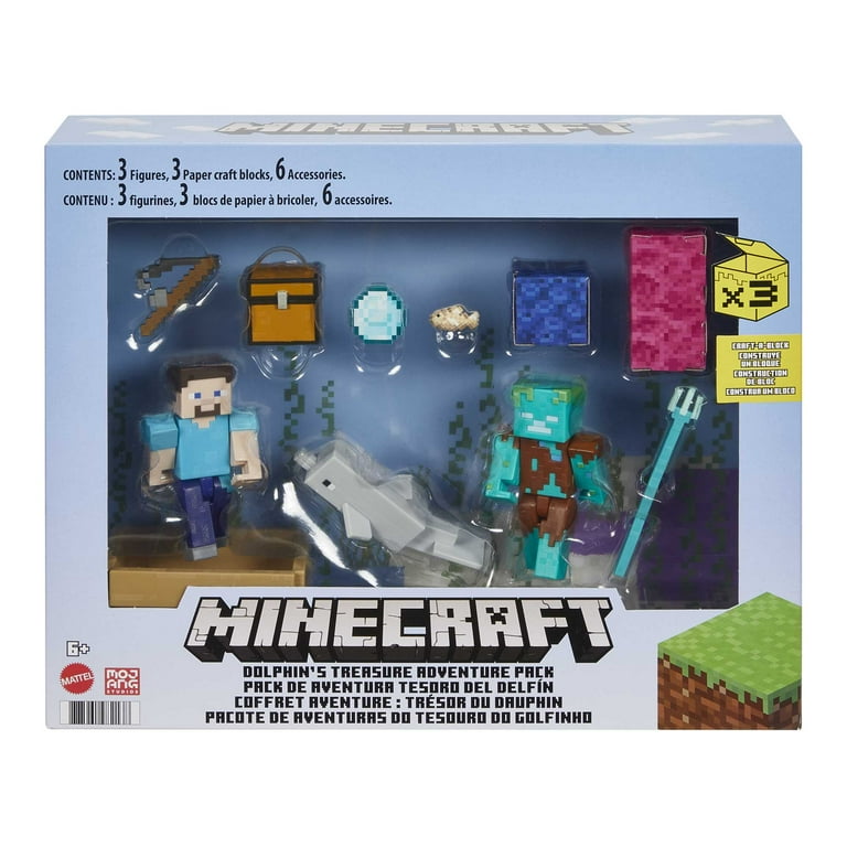 Minecraft Dolphin's Treasure Adventure Pack with 3 Action Figures