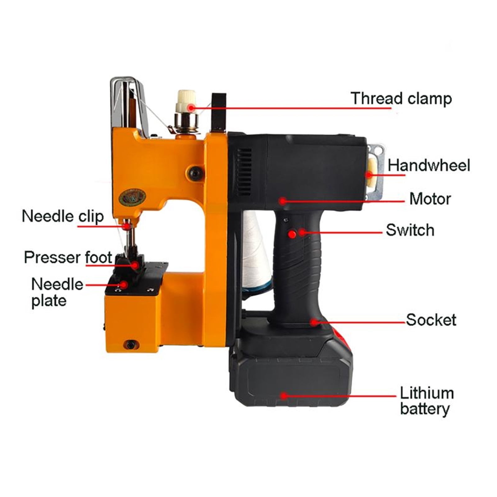 210W Electric Handheld Sewing Machine 36V Lithium Battery Rechargeable Protable Sewing Machine Woven Bag Sealing Machine ,Easy to Use