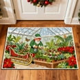 thumbnail image 2 of Embroidery Christmas Outdoor Rugs Christmas Decor Doormat, Cozy Holiday Welcome Mats, Outdoor Covered Area Carpet Mats, Green Greenhouse Design with Santa and Sled, Farmhouse Entryway Doormat, 2 of 6