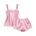 thumbnail image 4 of Silk Satin Pajamas Set for Women 2 Pcs Solid Color Sleepwear Sleeveless Tank Top and Shorts Comfort Loungewear, 4 of 8