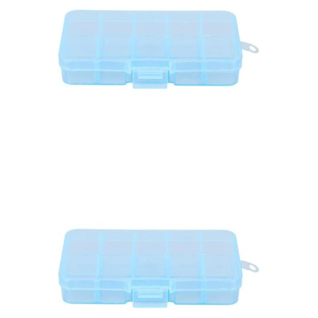 Thinsony 10 Grid Plastic Jewelry Removable Storage Box Beads Container Earring Blue 12.8x6.5x2.2cm 2Set