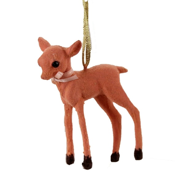 Christmas Fawn Ornament Polyresin Retro Vintage-Like Ro2050 Peach