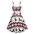 thumbnail image 4 of Uootdi Gift Christmas Cocktail Dress for Women Vintage Swing Dresses Christmas Print Plush Off Shoulder Xmas Holiday Party Sling Dress, 4 of 7