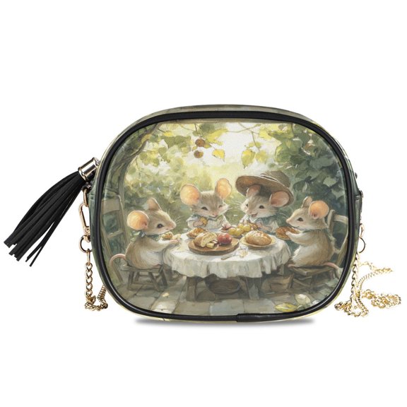 Womens Casual Chain Shoulder Bag Simple style Mices Take Breakfast Crossbody Bag