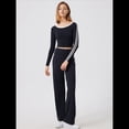 thumbnail image 4 of Tops Deportivos de Larga para Mujer, Camiseta Deportiva Ajustada Y2K para Gimnasio, Conjuntos de Otoño 2025 con Bloques de Color A Negro M, 4 of 9