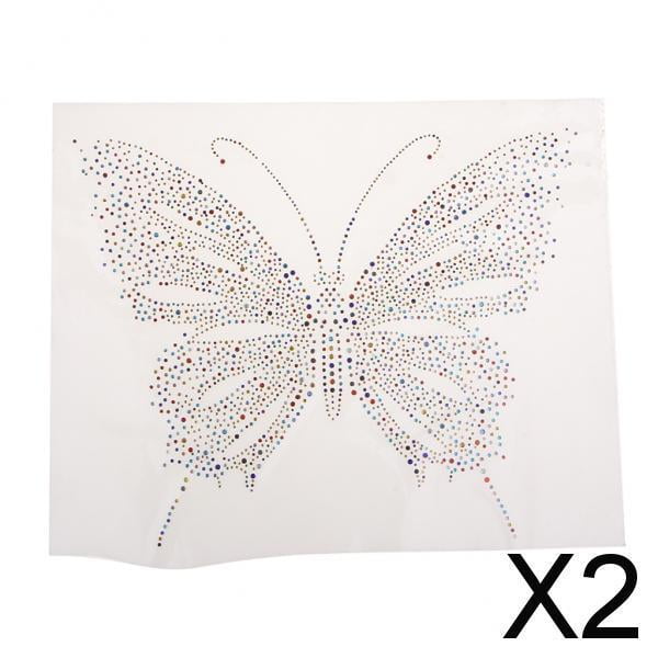 2xRhinestone Transferencia Por Planchado Hot Fix Motivo Mariposa Decoración Estilo Colorido 2 2 piezas