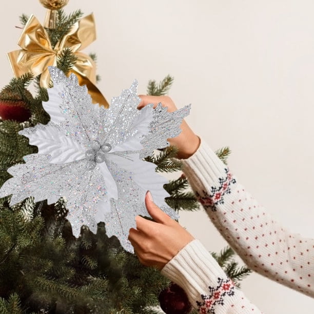 Christmas Flower Sequin 3 Tiers 37 Cm Decorations Christmas Tree Cutout Flower Arrangement Accessories Simulation Flower Decoration