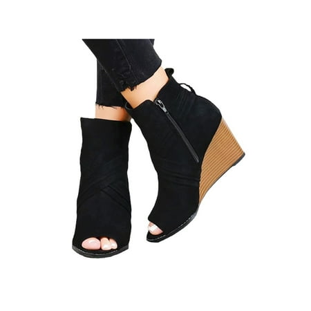 

Avamo Women s Summer Anti Slip Peep Toe Platform Sandal Travel Casual Side Zipper Beach Wedge Boots
