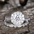 thumbnail image 2 of 10mm 5 Carat Round Diamond Moissanite Engagement Ring Set Wedding Bands 10k White Gold Art Deco Matching, 2 of 6