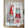 thumbnail image 4 of Christmas Gnomes Shower Curtain Set, Waterproof Shower Curtains for Bathroom, Grey Wooden Vintage Snowflake Washable Fabric Cloth Bath Curtain for Bathtub Decoration with Hooks 66x72 Inches, 4 of 6