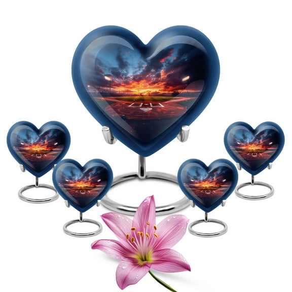 KARYLIZ Baseball Urn - Heart Box Large - Cremation Urns For Human Ashes Adult Man - Decorative Funeral For Male & Female - Small Urns For Human Ashes Keepsake