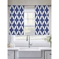 thumbnail image 5 of Retro Rhombus Sheer Curtains 54 Inch Length 2 Panels Set Window Treatments, Morocco Abstract Geometric Art Navy Blue Rod Pocket Semi Curtains for Living Room/Bedroom/Kitchen Décor, 104"W x 54"L, 5 of 7