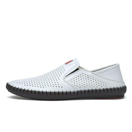 

Valstone Hot sale Men s Summer Mocassins 2021 Leather loafers Slip-on soft casual shoes comfortable drive flats White breathable