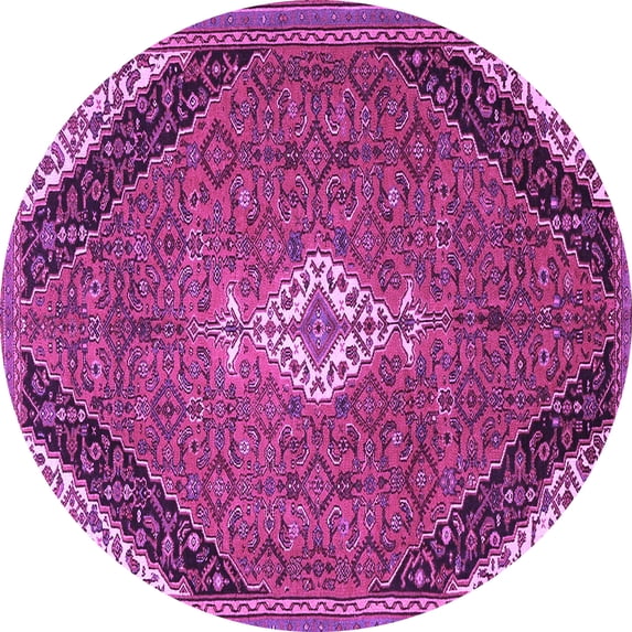 Ahgly Company Indoor Round Medallion Purple Traditional Area Rugs, 6' Round