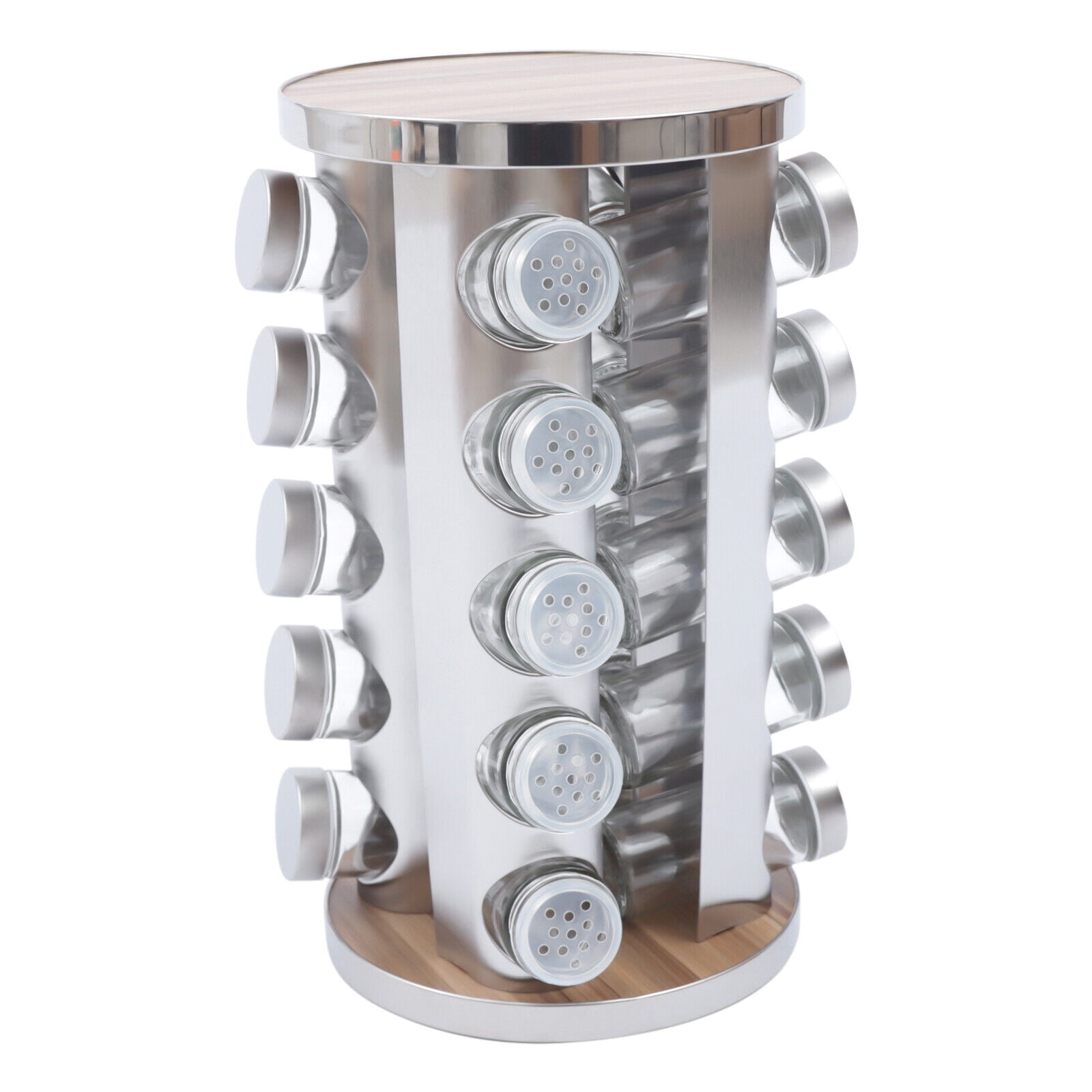 Rotating Spice Rack Organizer W/20 Jars Holder Stainless Steel ...