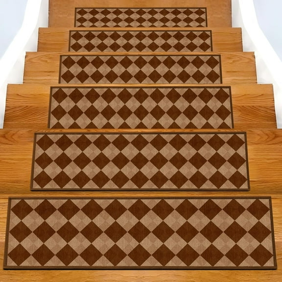 Non-Slip Carpet Stair Treads 15PCS, 8"x30" Peel and Stick Stair Runner for Wooden Steps Indoor, Washable Reusable Adhesive Backing, Pet-Friendly Safety Mats for Kids, Elders, Dogs