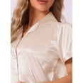 thumbnail image 4 of DARING DIVA Women's Satin Pajama Set Button Shirt and Shorts Loungwear Light Champagne L, 4 of 6